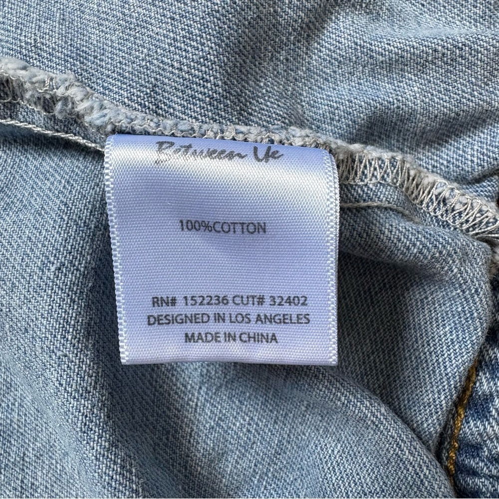 BETWEEN US Oversized Denim Jacket Women’s 3X Light Wash 100% Cotton Jean - Picture 4 of 8